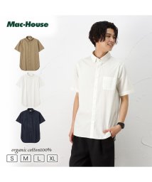 MAC HOUSE(men)(マックハウス（メンズ）)/NAVY ネイビー オーガニックコットン サッカー無地半袖シャツ BGP502/ホワイト