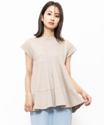 mili an deni(ミリアンデニ)/ティアードTシャツ レディース トップス シルケット加工 綿100% tシャツ カットソー/ベージュ