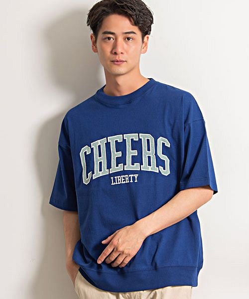 Cavaria Usaコットンクルーネック半袖ビッグカレッジtシャツ メンズ ブランド 大きめ Usaコットン ロゴ 刺繍 プリント ストリート 韓国系 B キャバリア Cavaria Magaseek