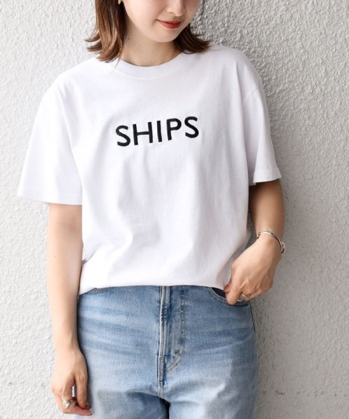 SHIPS MEN(シップス　メン)/SHIPS: ロゴ エンブロイダリー Tシャツ/ライトホワイト