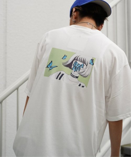 VENCE　EXCHANGE(ヴァンス　エクスチェンジ)/KisaバタフライイラストバックプリントTシャツ/オフホワイト