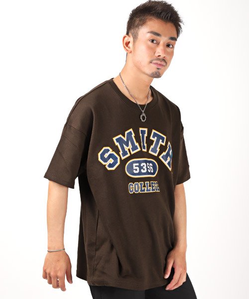 セール カレッジロゴプリントイラスト刺繍半袖tシャツ Tシャツ メンズ 半袖 カレッジ ロゴ イラスト 刺繍 クルーネック ラグスタイル Luxstyle Magaseek