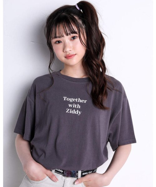 ZIDDY(ジディー)/ラテ ロゴ プリント デイリー  Tシャツ(130~160cm)/グレー