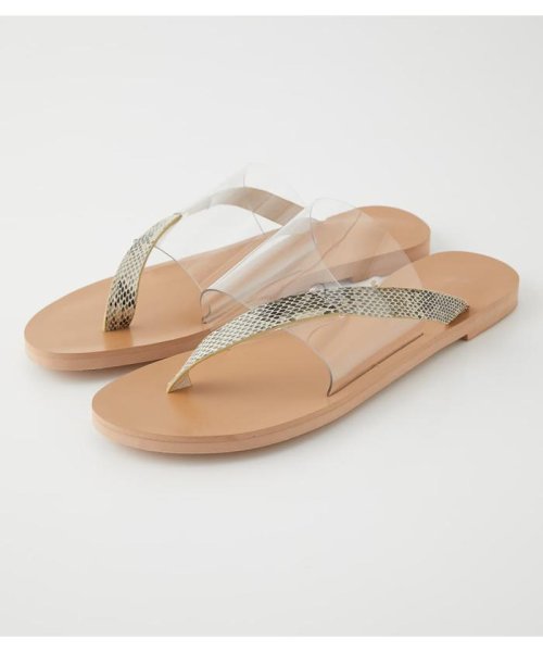 AZUL by moussy(アズールバイマウジー)/ASYMMETRY CLEAR FLAT SANDALS/BEG