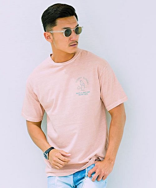 セール Cavaria デザインバックプリントクルーネック半袖ピグメントビッグtシャツ メンズ 大きいサイズ ビッグシルエット ブランド ロゴ 大きめ C キャバリア Cavaria Magaseek