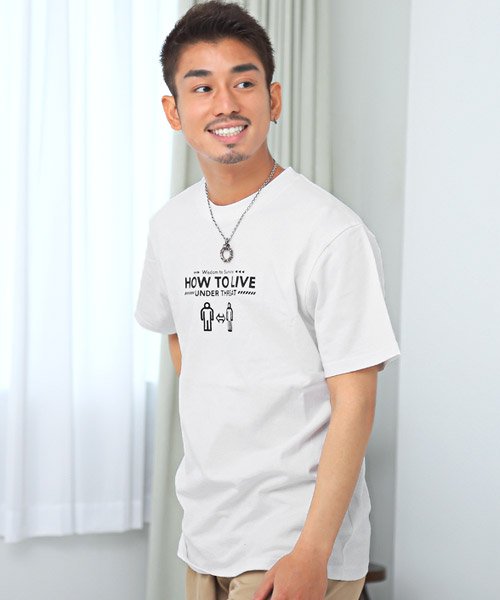 セール ピクトグラム刺繍デザインtシャツ Tシャツ メンズ 半袖 プリント 刺繍 ロゴ ピクトグラム ラグスタイル Luxstyle Magaseek