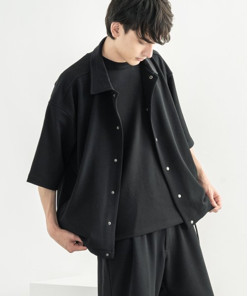 コーチジャケット メンズ レディース 半袖 5分袖 ビッグシルエット ルームウェア ラウンジ 部屋着 パジャマ オーバーサイズ カットジョーゼット アウター カ ロッキーモンロー Rocky Monroe Magaseek