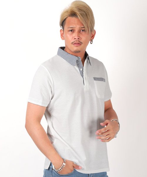 セール クレリックポロシャツ ポロシャツ メンズ 半袖 クレリック ストライプ 鹿の子 ラグスタイル Luxstyle Magaseek