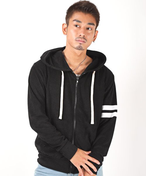 パイル袖ラインzipパーカー パーカー パイル メンズ 薄手 春夏 ラグスタイル Luxstyle Magaseek