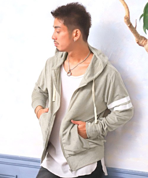 パイル袖ラインzipパーカー パーカー パイル メンズ 薄手 春夏 ラグスタイル Luxstyle Magaseek パイル袖ラインzipパーカー パーカー パイル メンズ 薄手 春夏 ラグスタイル Luxstyle Magaseek