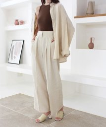 MODE ROBE(モードローブ)/リネンライクワイドパンツ/ベージュ