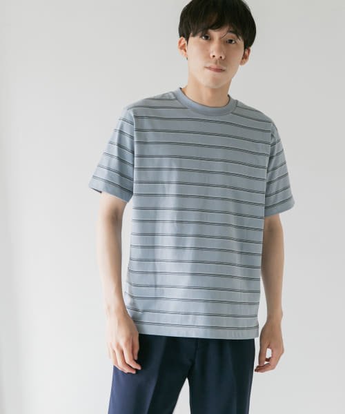 URBAN RESEARCH DOORS(アーバンリサーチドアーズ)/マルチボーダーショートスリーブTシャツ/BLUE