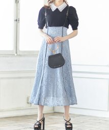 tocco closet(トッコクローゼット)/ハイウエストレースジャンパースカート/BLUE