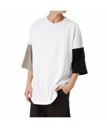 MAC HOUSE(men)(マックハウス（メンズ）)/UNITED ユナイテッド 切替ビッグ半袖Tシャツ 2U1－11605/ホワイト系配色
