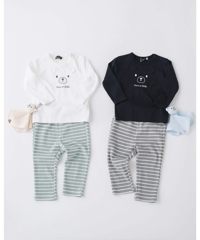 ボーイ ベビー ギフト 3点 セット Tシャツ パンツ ハンカチ クマ ニュアン ベベ Bebe Magaseek