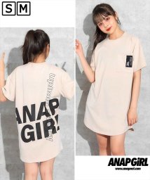 ANAP　GiRL(アナップガール)/後ろビッグロゴラウンドTシャツ/ベージュ