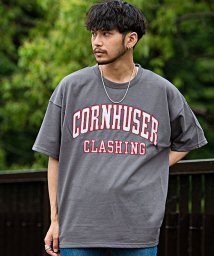 CavariA/CavariA 裏毛カレッジロゴ入りクルーネック半袖ドロップショルダービッグTシャツ メンズ 半袖 大きいサイズ ブランド カットソー おしゃれ カレッジ ロゴ/504122611