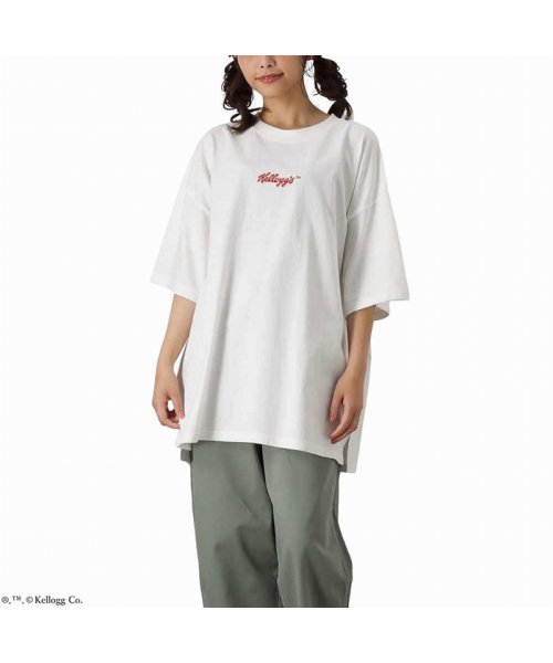 MAC HOUSE(women)(マックハウス（レディース）)/Kelloggs ケロッグ フロント刺繍Tシャツ 1515015－Z/ホワイト