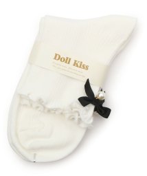 DollKiss(ESPERANZA／DollKiss)/13色展開リボン付きメローリブクルーソックス　靴下/アイボリー/ブラック（004）