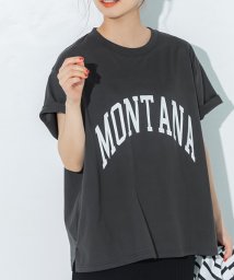 coca(コカ)/【シルキーコットン】カレッジロゴプリントTシャツ /CHARCOAL