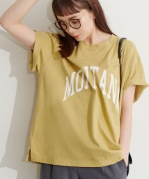 coca(コカ)/【シルキーコットン】カレッジロゴプリントTシャツ /YELLOW