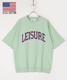 Amerikaya(Amerikaya)/【アメリカ屋】カレッジプリント アップリケ刺繍Tシャツ/ソフトグリーン