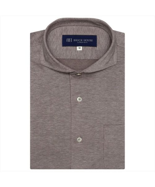 TOKYO SHIRTS(TOKYO SHIRTS)/ワイシャツ 半袖 形態安定 ビズポロ ニットシャツ ホリゾンタル メンズ/ベージュ・ブラウン