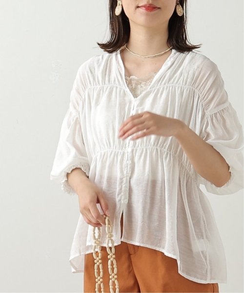 セール 2段シャーリング前開きブラウス フレームスレイカズン Framesraycassin Magaseek