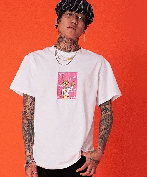 Razzis ハッピーラビットクルーネック半袖ビッグtシャツ メンズ ラズ ブランド おしゃれ トップス カットソー ラッパー プリント 504126195 ラズ Razz Magaseek