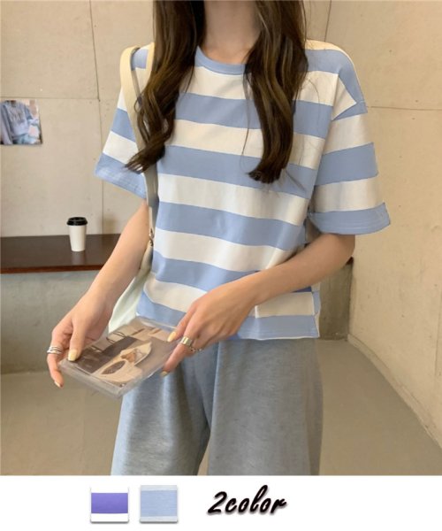 セール ボーダー Tシャツ 半袖 カットソー ボートネック トップス レディース 夏 薄手 体形カバー 大きいサイズ ボーダー Tシャツ 韓国ファッション ショッピングゴー Shoppinggo Magaseek