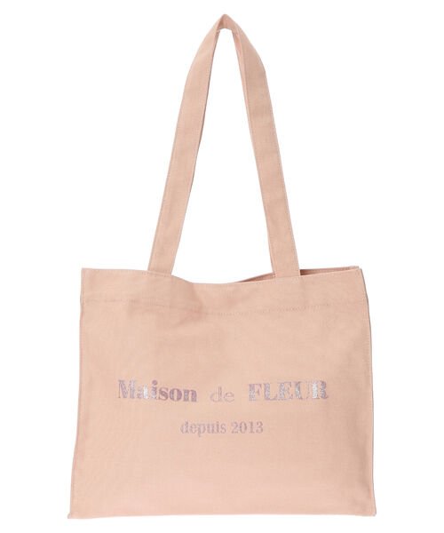 Maison de FLEUR(メゾンドフルール)/ロゴラメプリントミニスクエアトートバッグ/ピンク