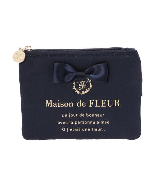 Maison de FLEUR(メゾンドフルール)/サテンブランドロゴティッシュケース/ネイビー