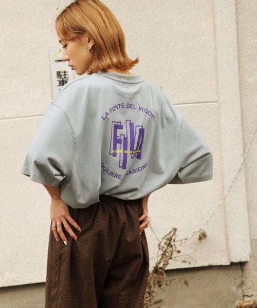 ZIP FIVE(ジップファイブ)/【fh7889】FILAユニセックスバックイラストTシャツ/ブルー