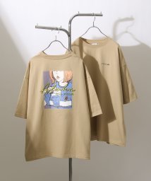 ZIP FIVE(ジップファイブ)/【pkm1436】PIKO ビックシルエットイラストTシャツ/ベージュ