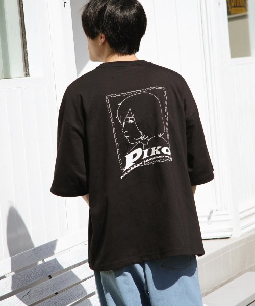 ZIP FIVE(ジップファイブ)/【pkm1444】PIKO ビックシルエットイラストTシャツ/ブラック