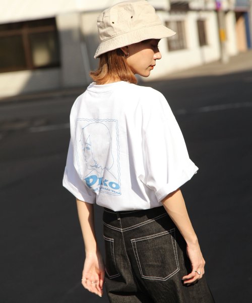 ZIP FIVE(ジップファイブ)/【pkm1444】PIKO ビックシルエットイラストTシャツ/ホワイト