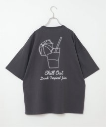 VENCE　EXCHANGE(ヴァンス　エクスチェンジ)/ドリンク刺繍Tシャツ/ブラック