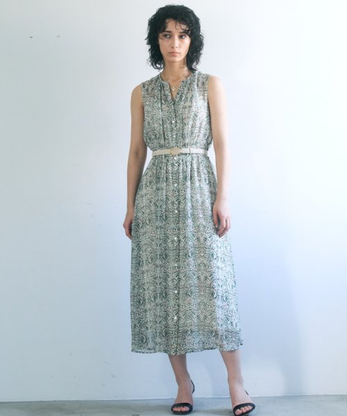 シフォンリーフプリントノースリーブワンピース アナイ Anayi Magaseek