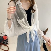 miniministore(ミニミニストア)/春夏シフォンシアーシャツ 羽織り 薄手/ホワイト
