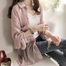 miniministore(ミニミニストア)/春夏シフォンシアーシャツ 羽織り 薄手/ピンク