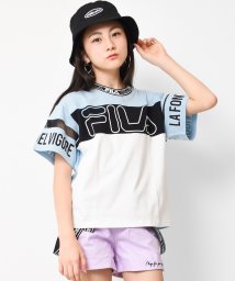 RiCO SUCRE(リコ シュクレ)/FILA袖ロゴ切り替えTシャツ/サックス