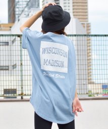 felt maglietta(フェルトマリエッタ)/オーバーサイズバックプリントTシャツ/ライトブルー