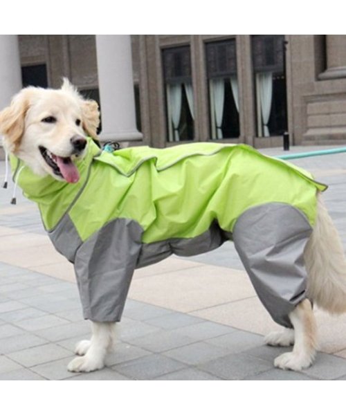 HAPPY DOG!!(はっぴーDOG！！)/レインコート 大型犬 犬 服 犬服 犬の服 カッパ 雨具 合羽 マジックテープ フ ドッグウェア【春 夏 春夏 夏服 毛抜け防止 毛落ち防止 おしゃれ 可愛い /グリーン