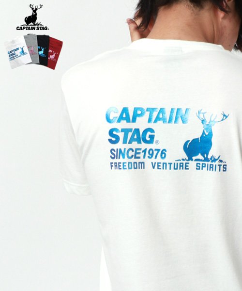 MARUKAWA(マルカワ)/【CAPTAIN STAG】キャプテン スタッグ メンズ 半袖 ポケット バック ロゴ Tシャツ/ホワイト