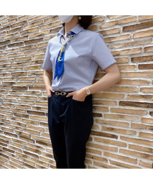TOKYO SHIRTS(TOKYO SHIRTS)/形態安定 ワイド衿 ストレッチ 半袖ビジネスワイシャツ/ブルー