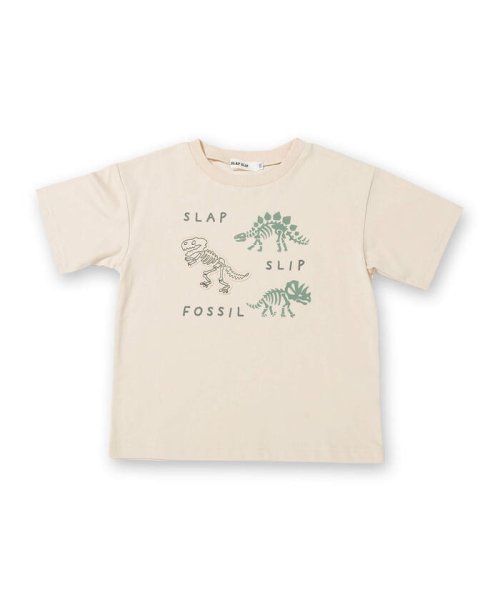 SLAP SLIP(スラップスリップ)/恐竜 パッチ 天竺 Tシャツ (80~130cm)/オフホワイト