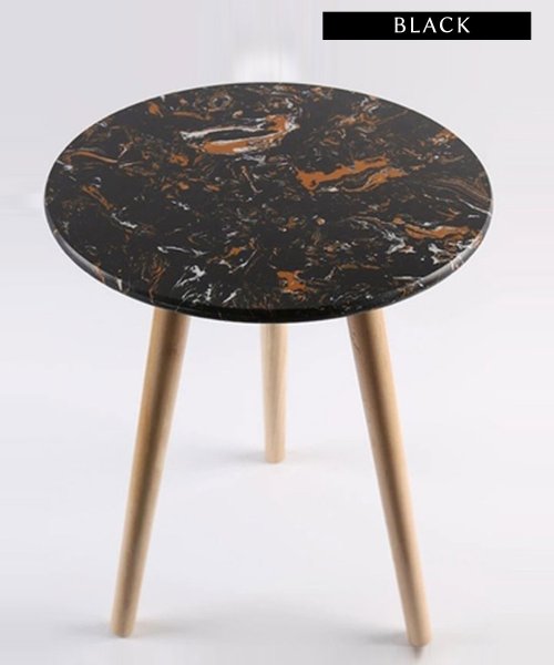 aimoha(aimoha（アイモハ）)/大理石風サイドテーブル 木製 おしゃれ 円形/ブラック