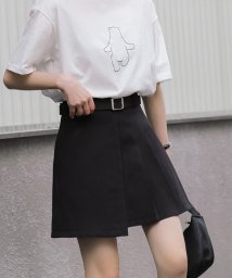 aimoha(aimoha（アイモハ）)/ベルト付きデザインミニスカート 韓国ファッション/ブラック