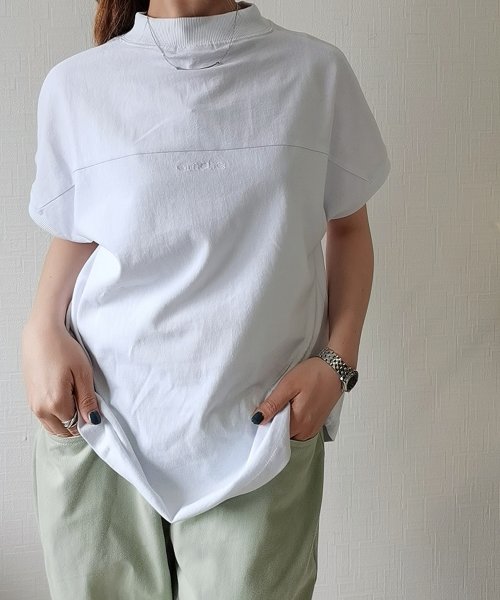 aimoha(aimoha（アイモハ）)/モックネックTee Tシャツ レディース 半袖/ホワイト