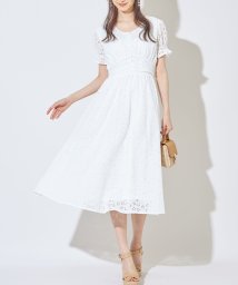 tocco closet(トッコクローゼット)/キャンディースリーブフラワーカットワークレースワンピース/Off-white